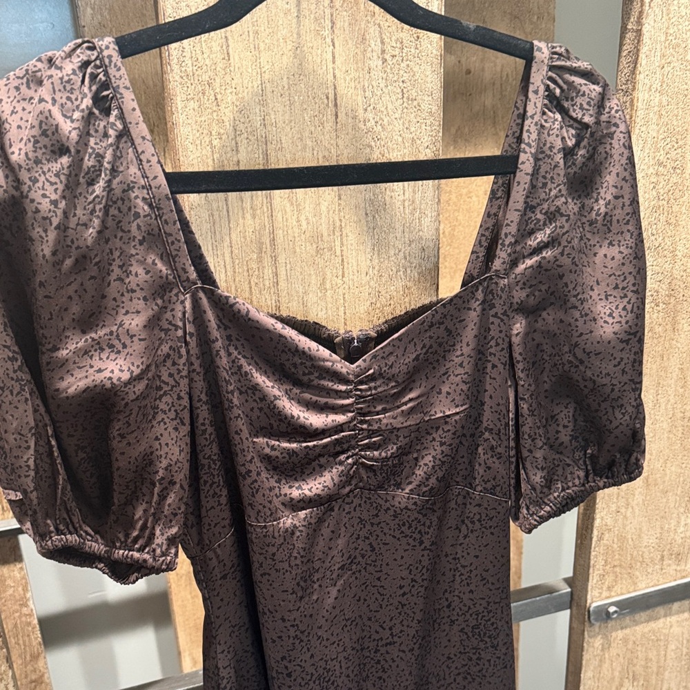 Madewell Brown Puff  Sleeve Maxi Dress